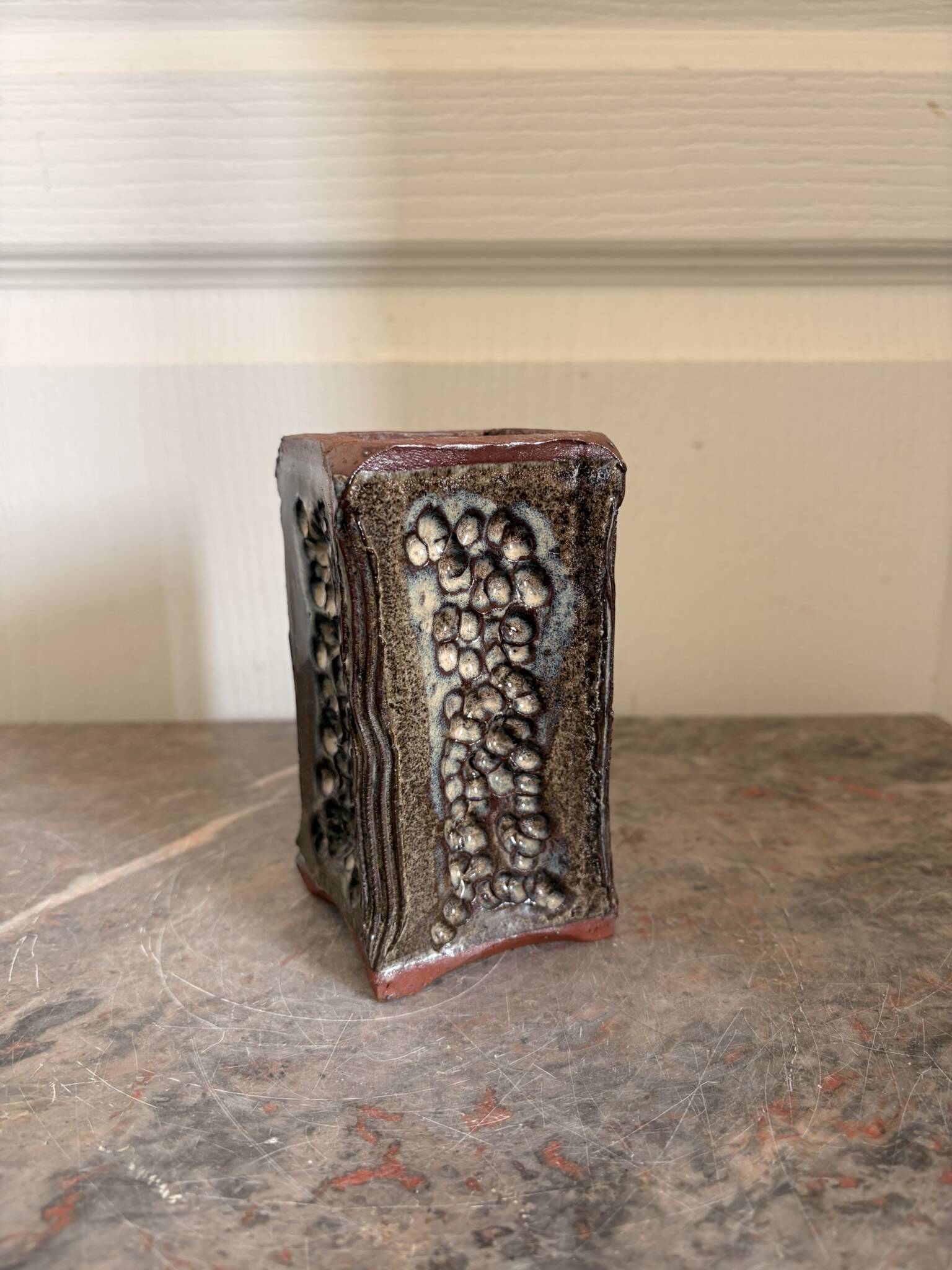 Ancient Ceramic Vase Terracotta Glazed Handmade Signed F aupon