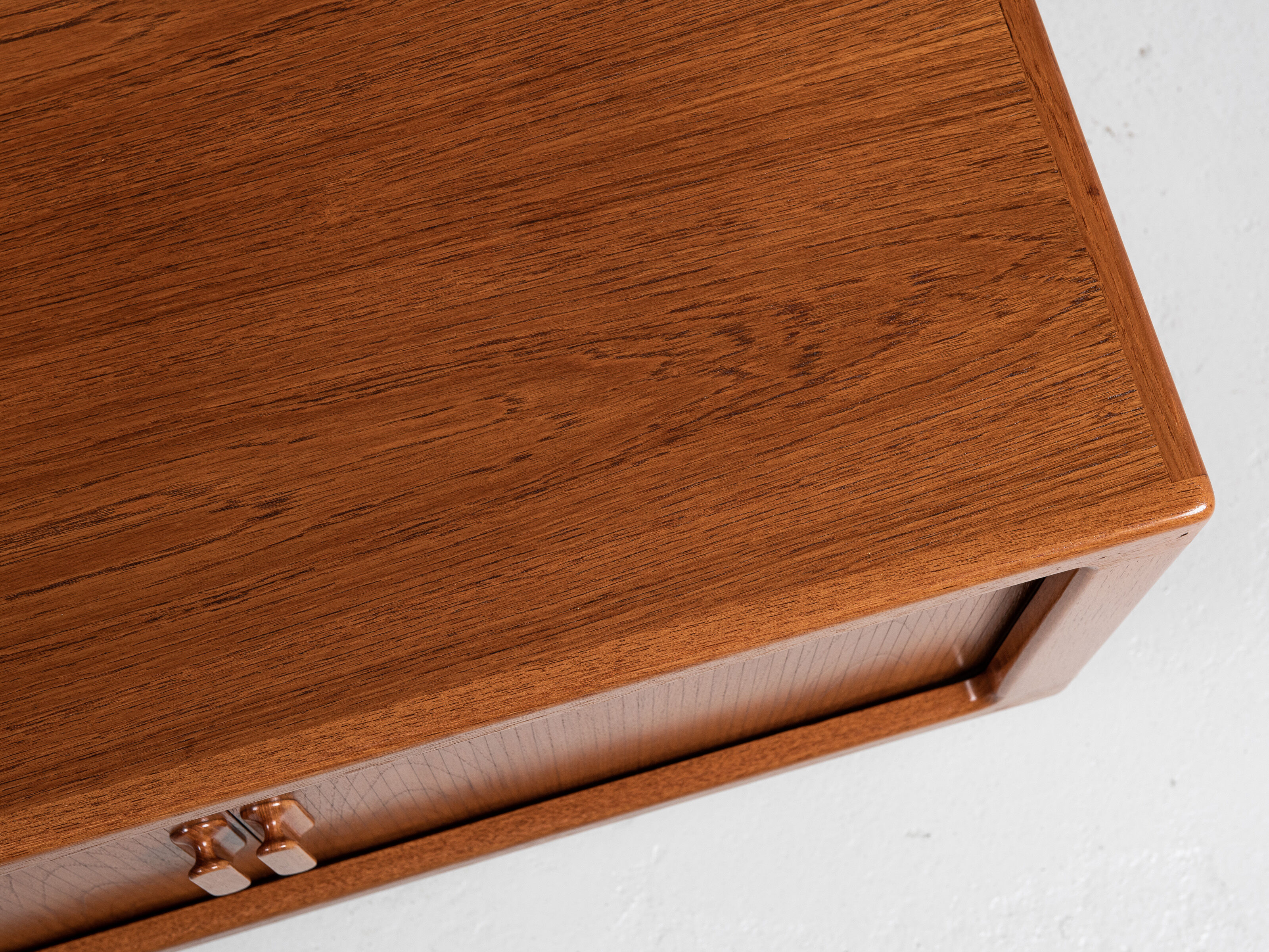 Midcentury Danish sideboard in teak with tambour doors by Dyrlund 1960s - metal legs