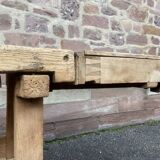 Industrial table carpenter's workbench in raw natural wood vintage bohemian