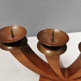 Candlestick/Advent candle holder, made of wood with 4 copper candle holders