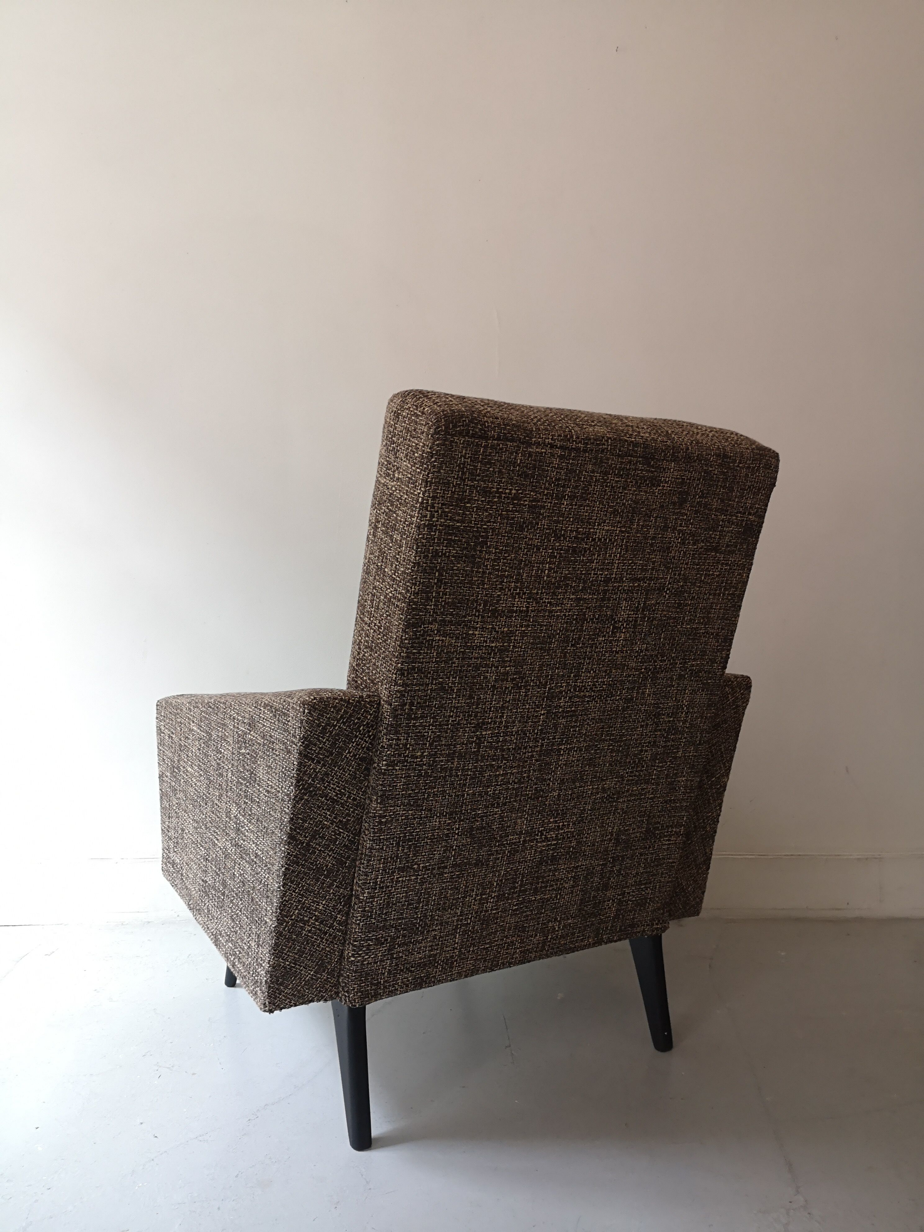 Scandinavian armchair in mottled tweed, design 1960