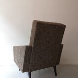 Scandinavian armchair in mottled tweed, design 1960