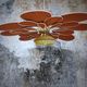 Suspension flower vintage globe and petals in linen and rattan