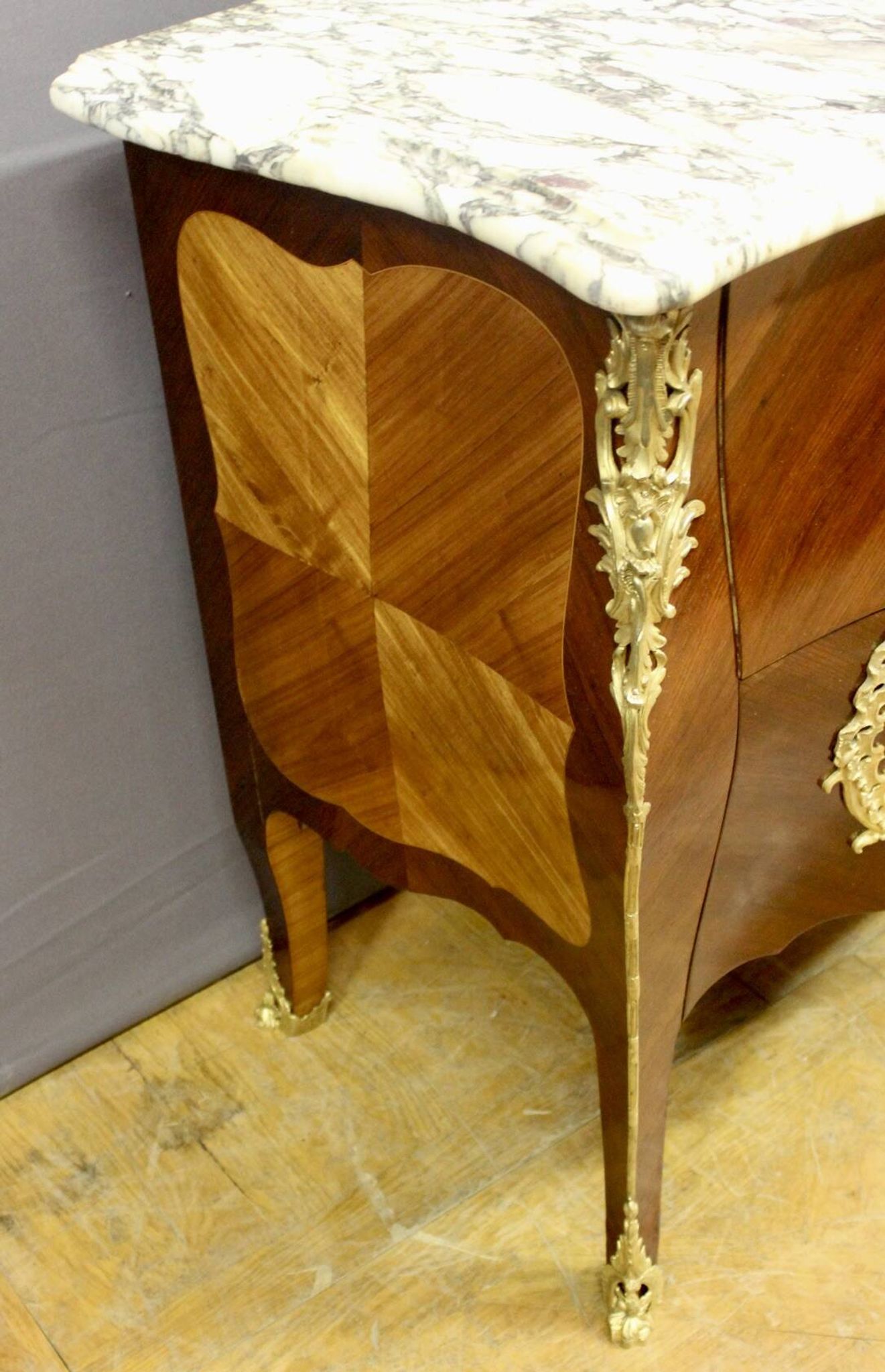 Louis XV style commode in marquetry around 1900