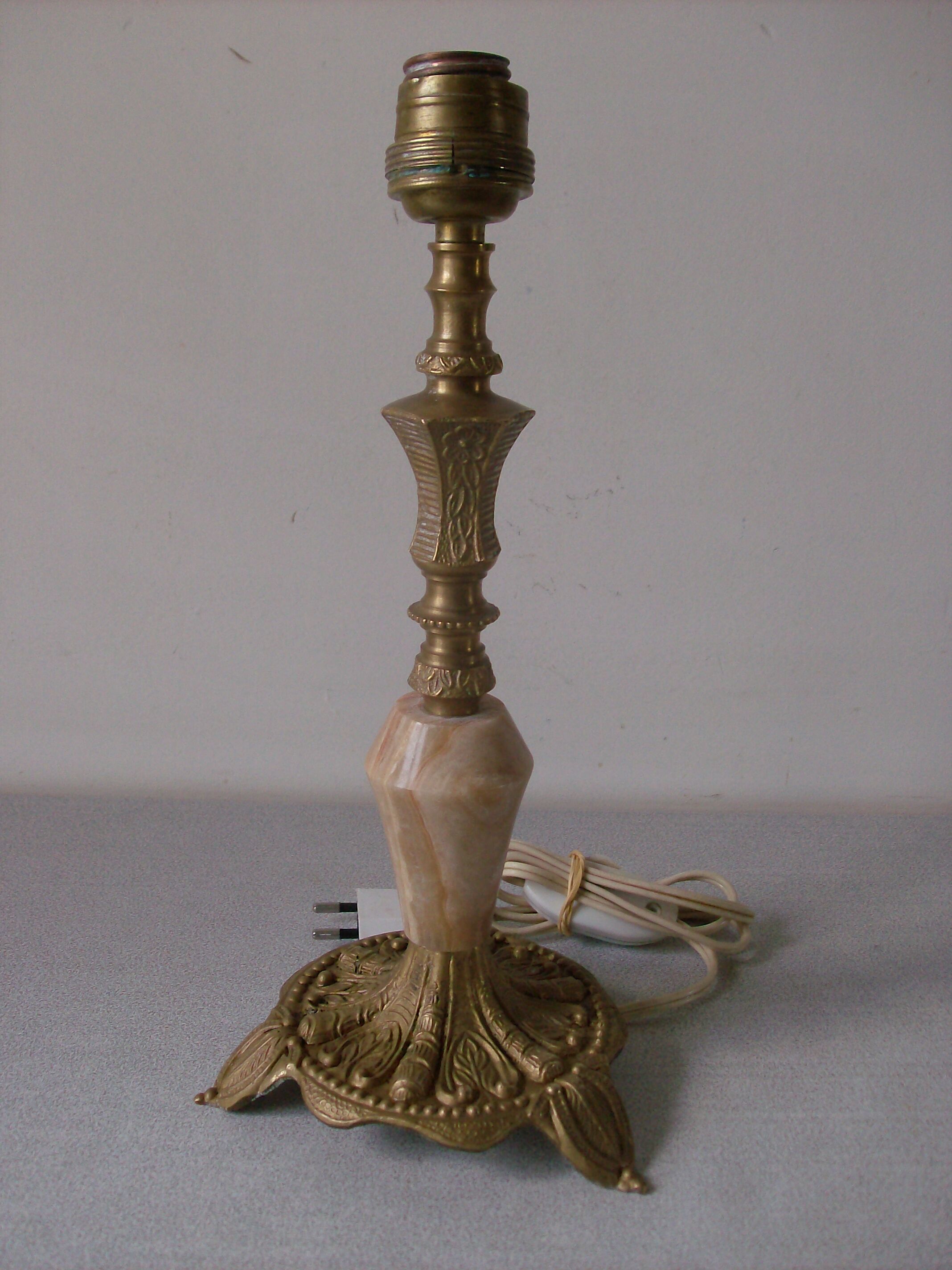 Old lamp foot in stone marble onyx and bronze 25 cm deco desk living room