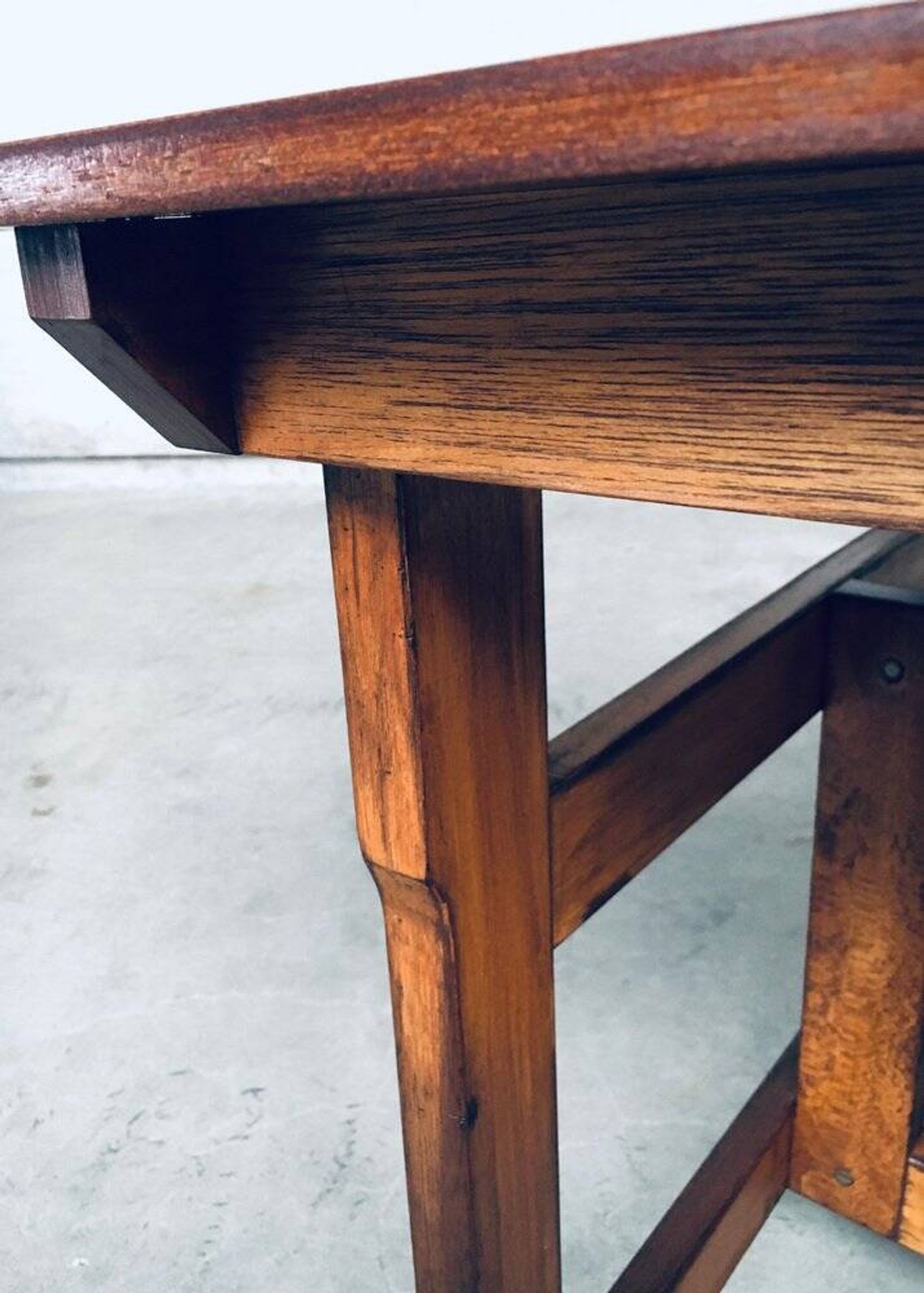 Patinated Wood Garden Table, 1970s