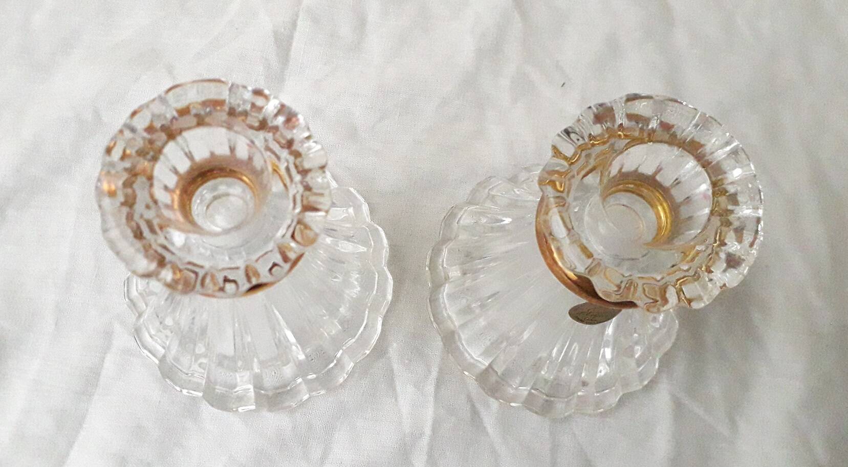 Pair of crystal candlesticks