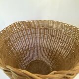 High basket with woven straws