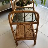 Rattan and caning side table