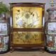 Vintage Chinese cabinet with gold leaf and flowers / oriental cabinet