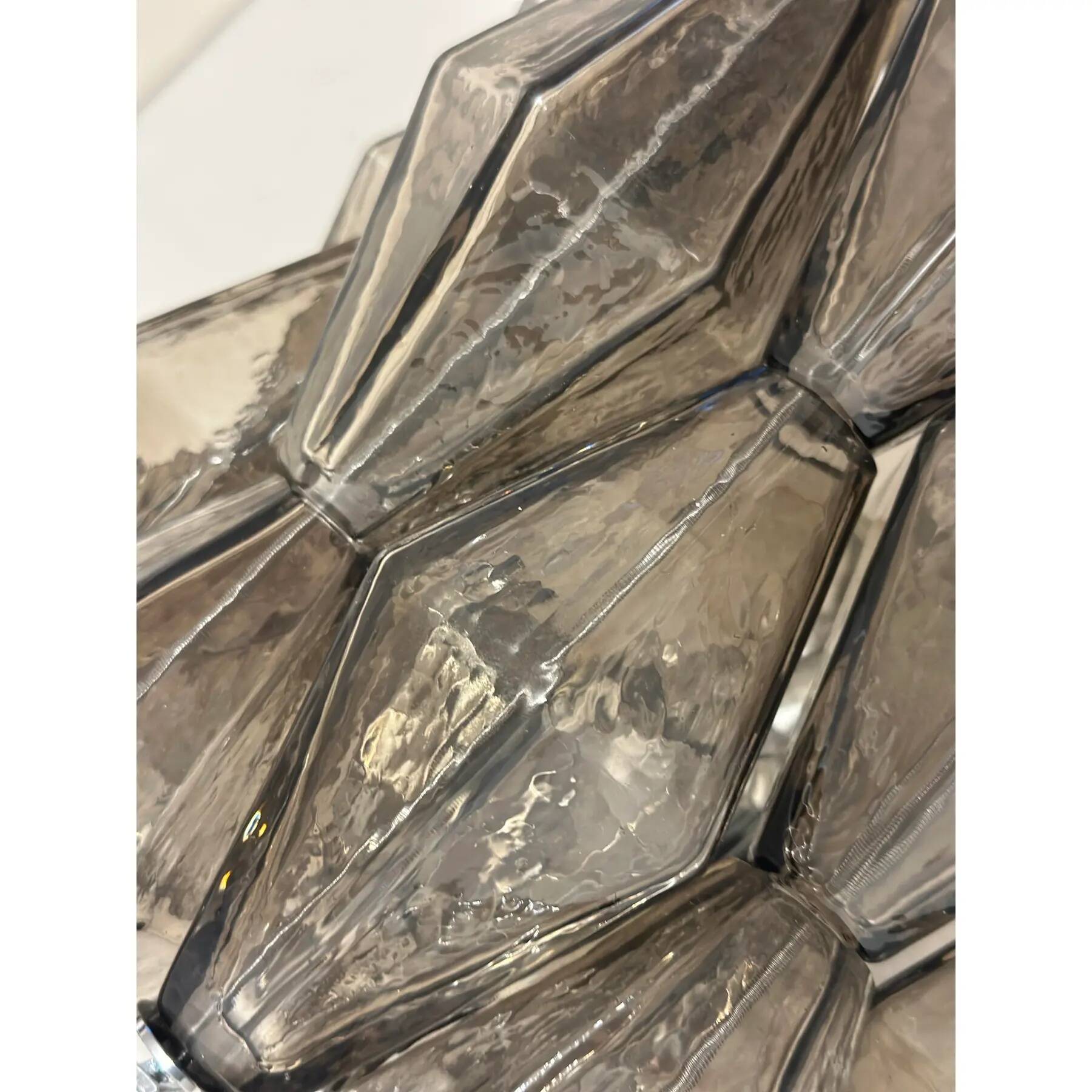 Set of Two “Poliedri” Murano Glass Wall Sconce in Venini Style