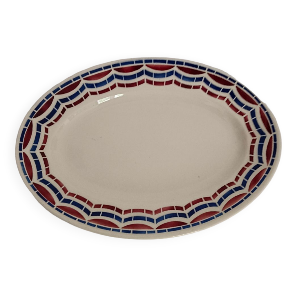 Ancien Petit Plat Ovale Badonviller – Céramique Multicolore (occasion)