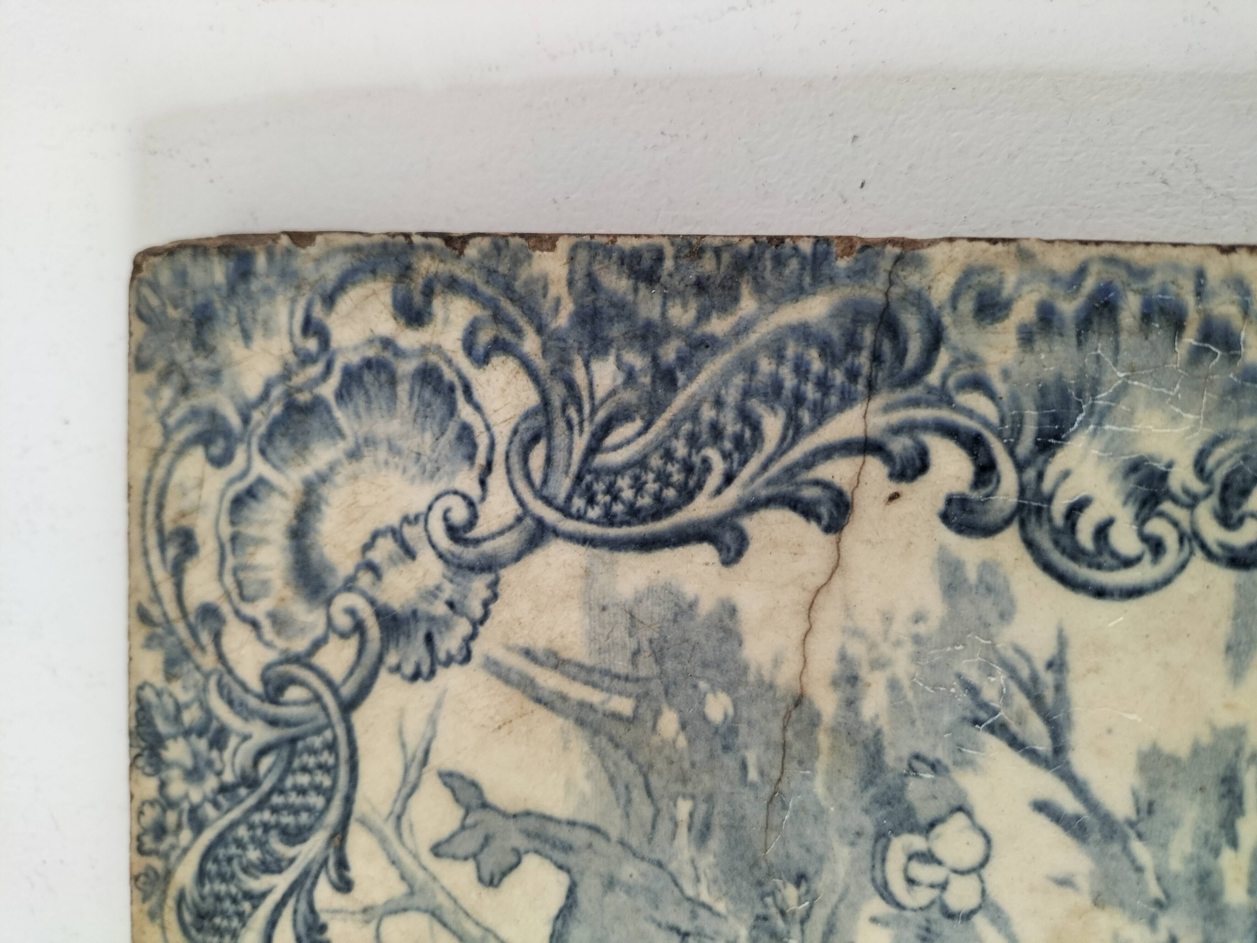 Large antique Gien earthenware tile, model 280