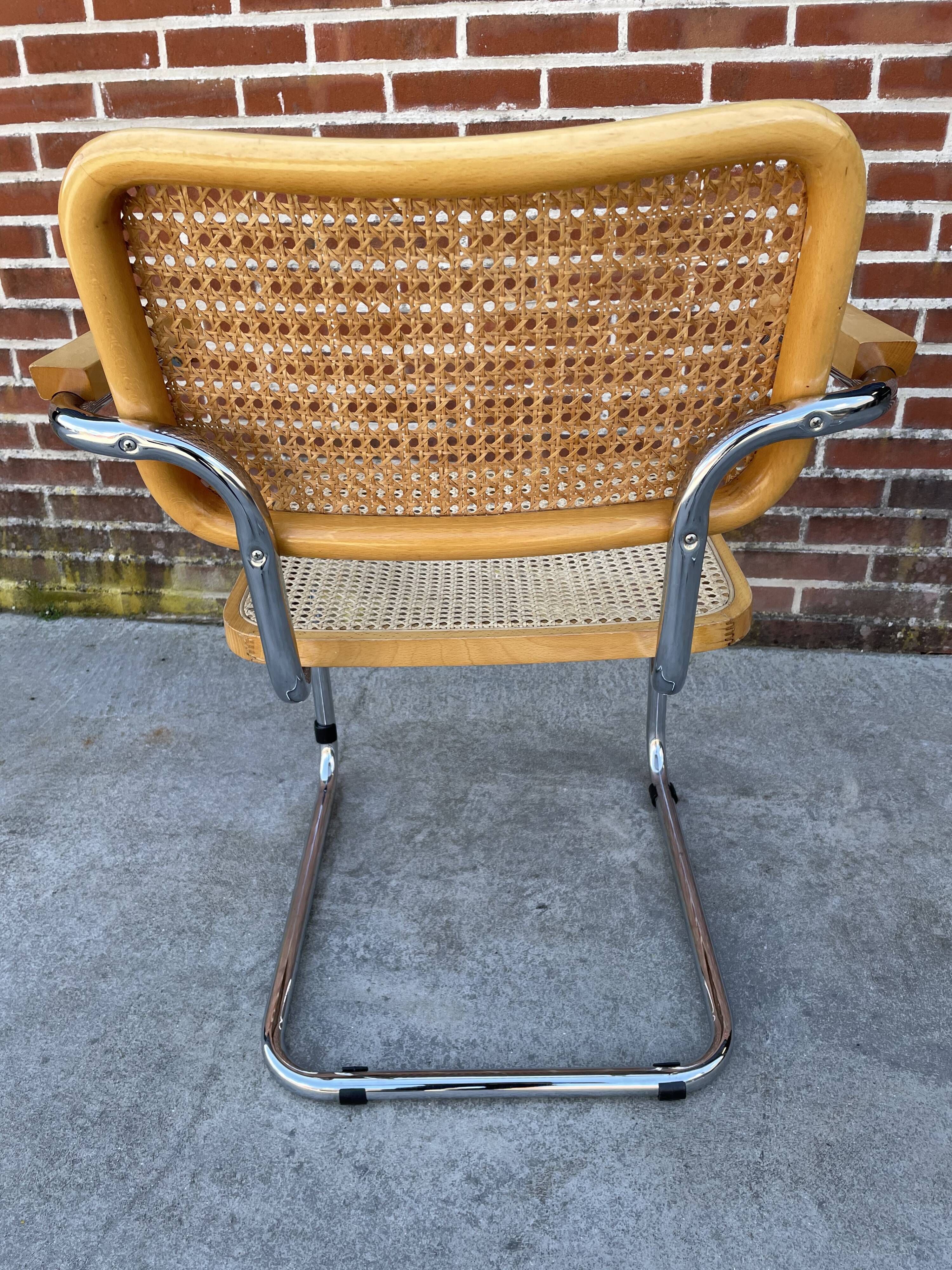 Cesca model design chair with armrests chrome version