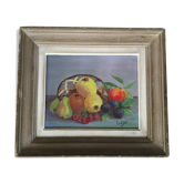 Oil on panel: still life with fruit