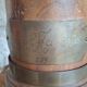 Antique turned wood lamp with engraved brass, Royal Adelaide.