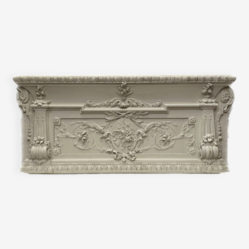 Panneau décoratif ou haut de porte en bois et stuc patiné XIX siècle