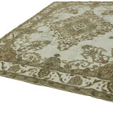 Handmade oriental unique 1980s 280 cm x 385 cm beige wool carpet