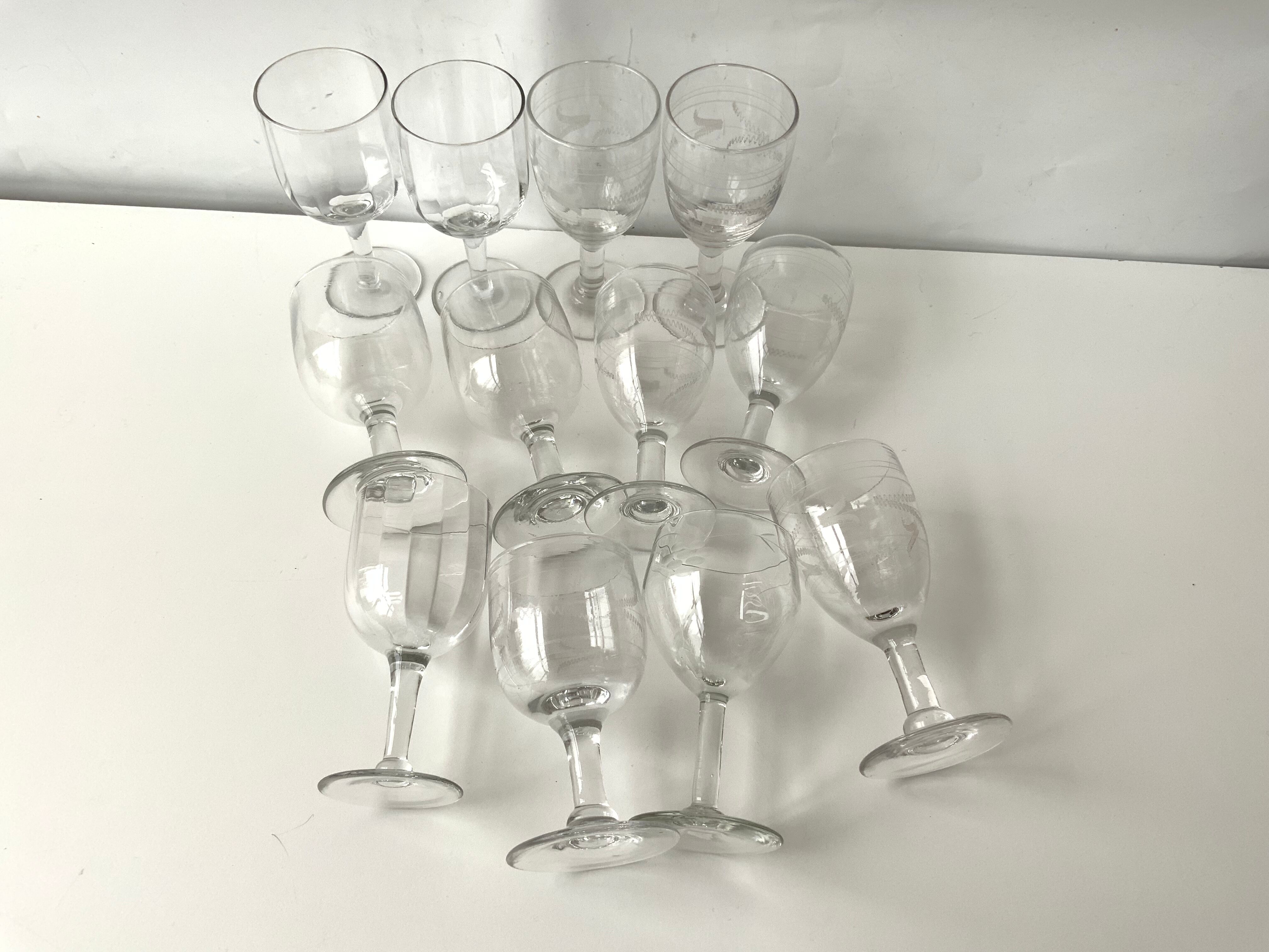 12 mismatched glasses