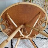 Rattan and oak coffee table from the 60s