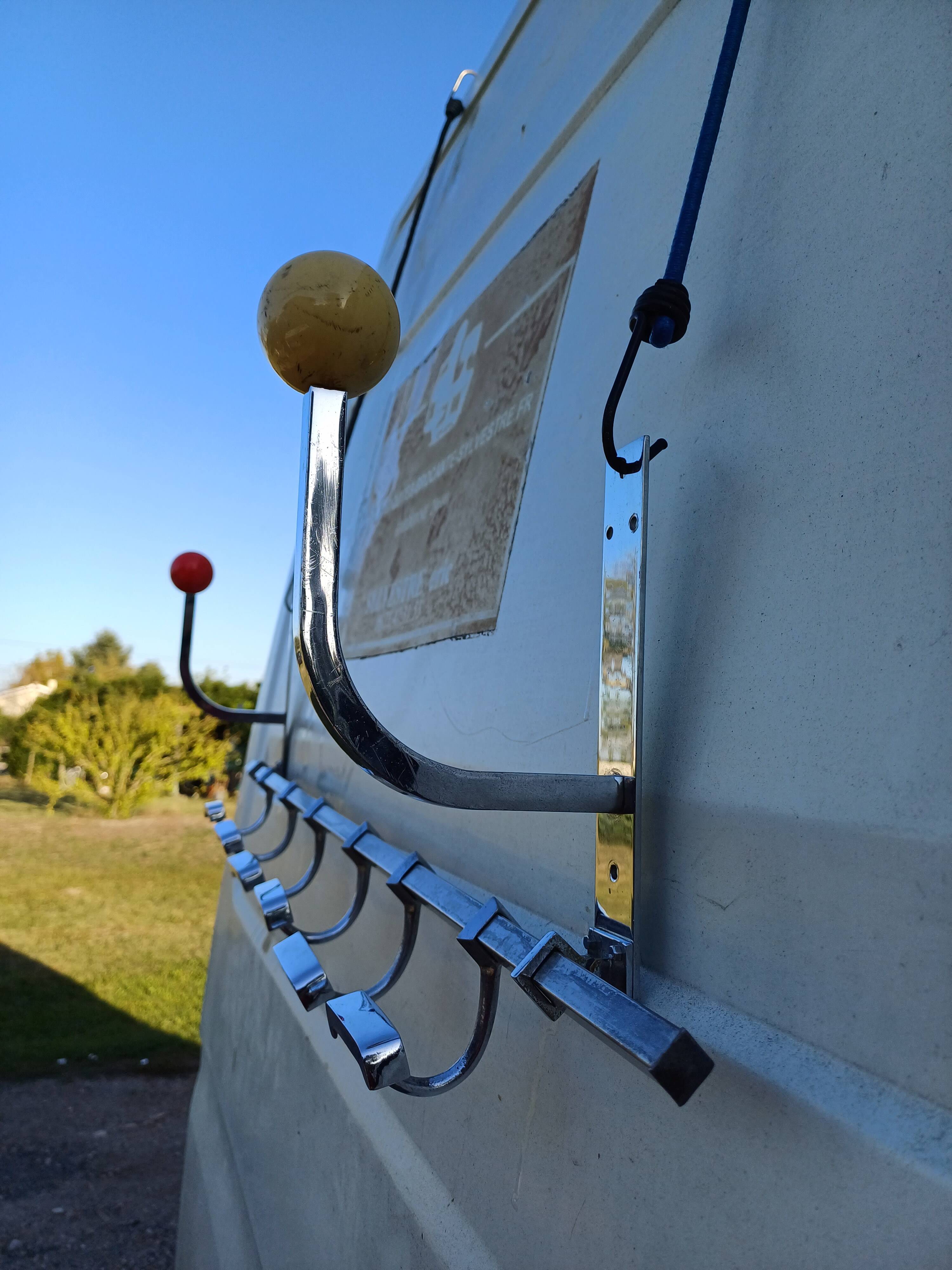 Vintage chrome coat rack and plastic balls