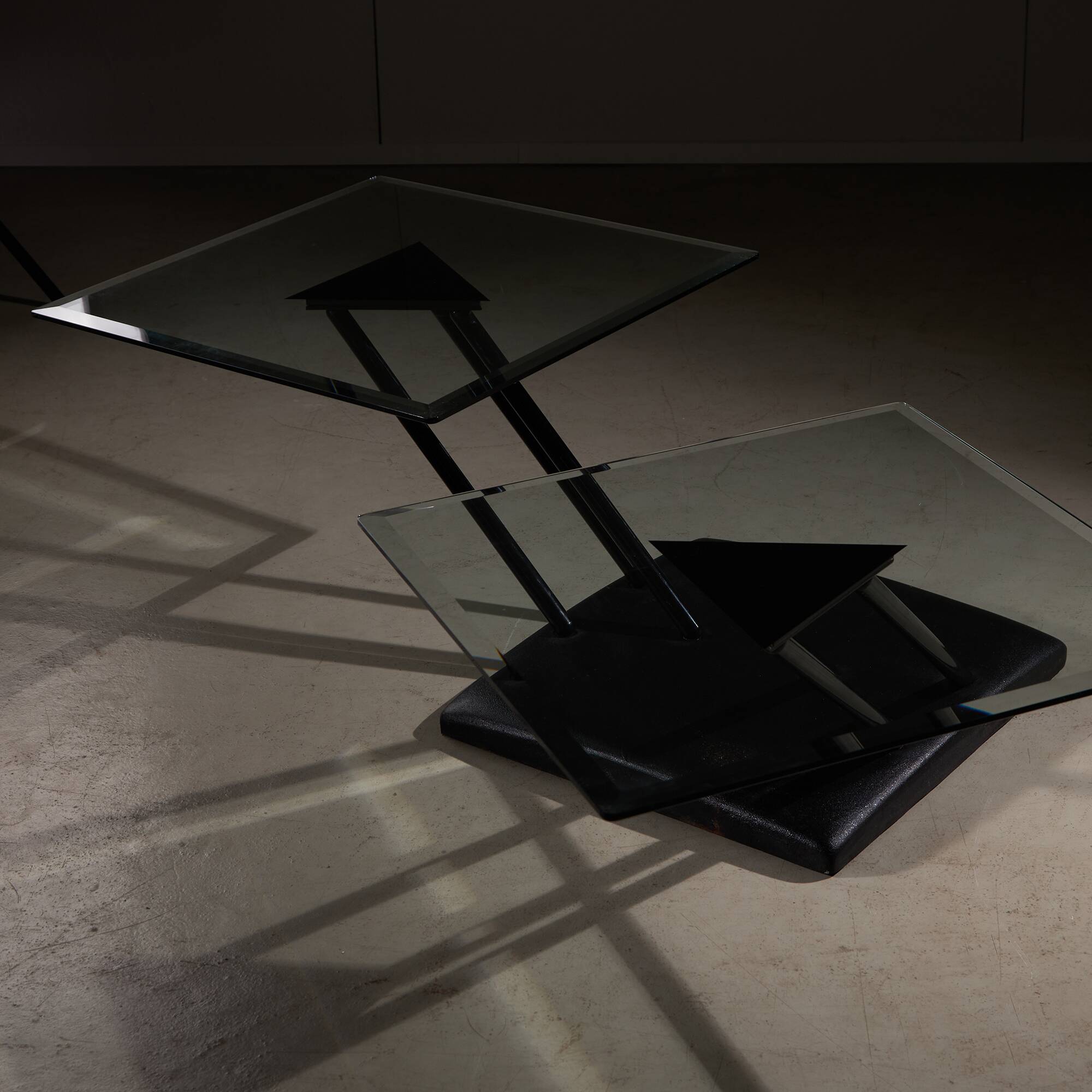 Italian Post-modern Glass Coffee Table for Bellato, 1980s