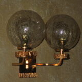 Brass and glass doiuble wall light with gold overlay, 1970
