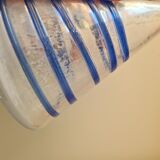 Conical glass vase/carafe blown with a blue spiral decoration.