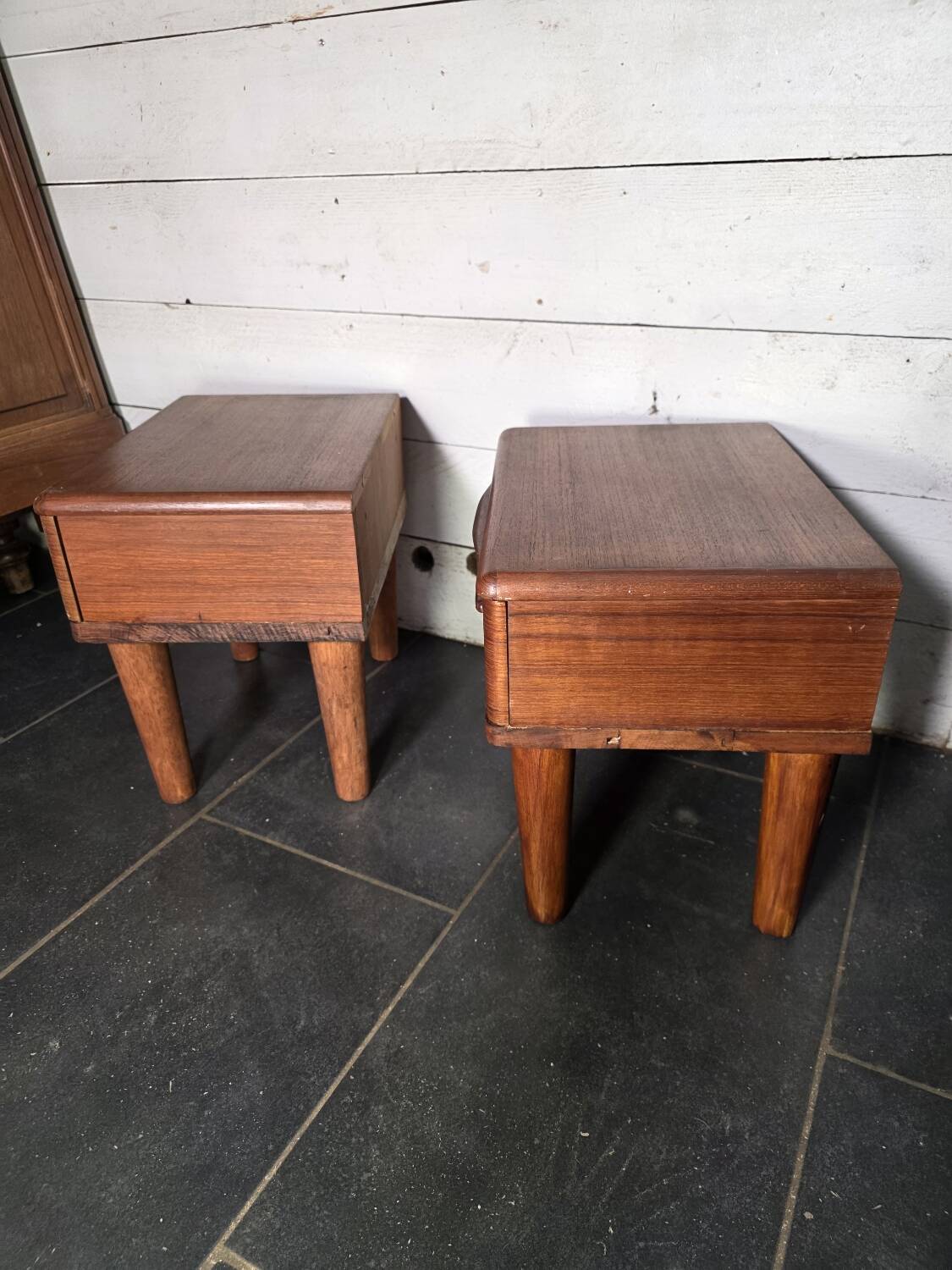 Pair of Scandinavian teak bedside tables from the 1960s.