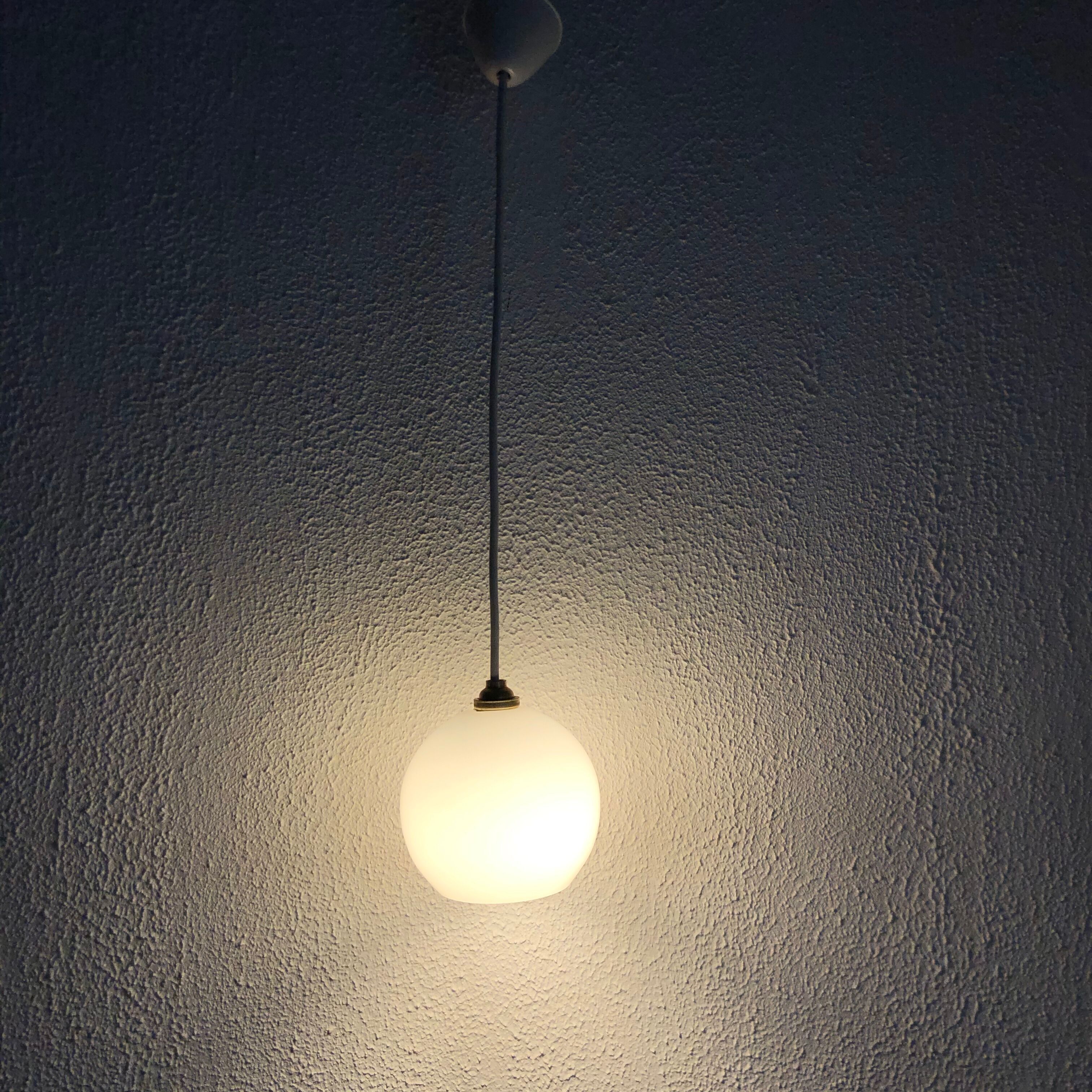 Suspension vintage 1950 opaline blanc - 60 cm