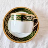 Large Fine Porcelain Cup and Saucer by Artist R. Sechet for Limoges Empire Style Lou