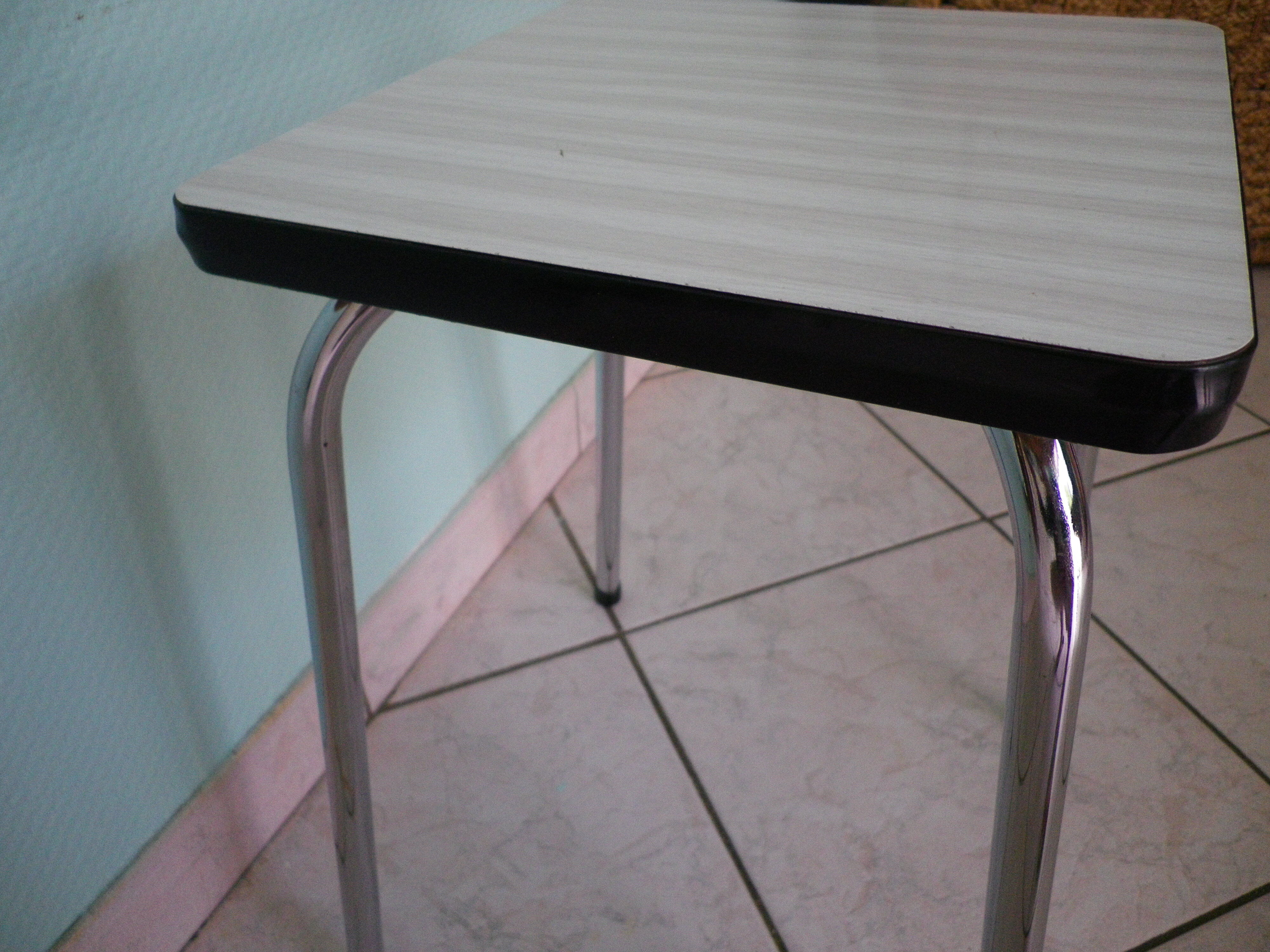 White formica stool with gray zebras from the 60s