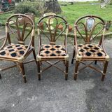 Set of 3 rattan armchair chairs