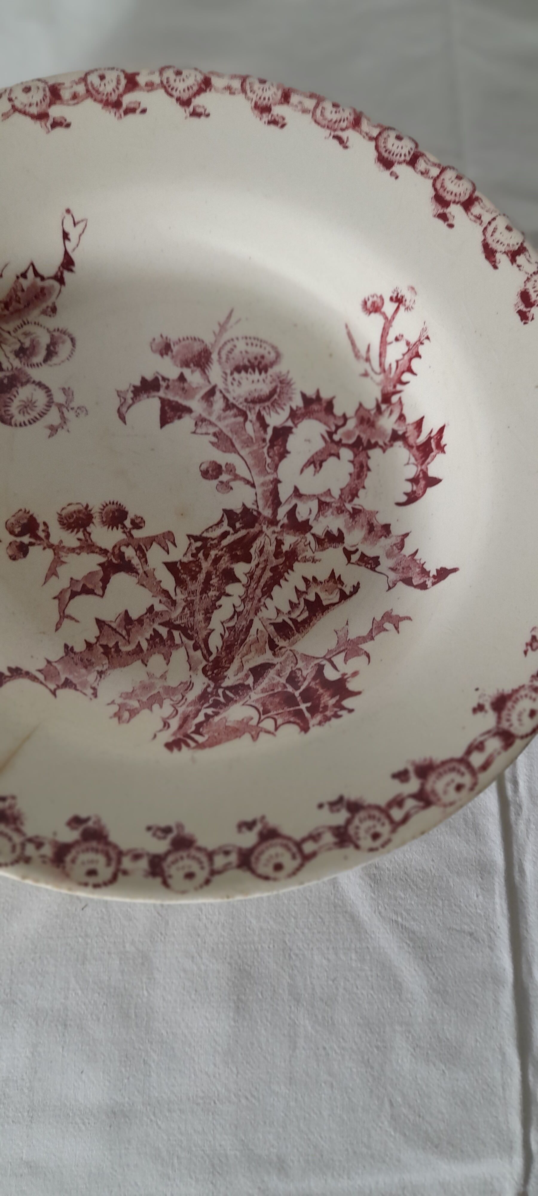 Opaque porcelain plate from Gien model thistles n ° 2 diam 24 cm