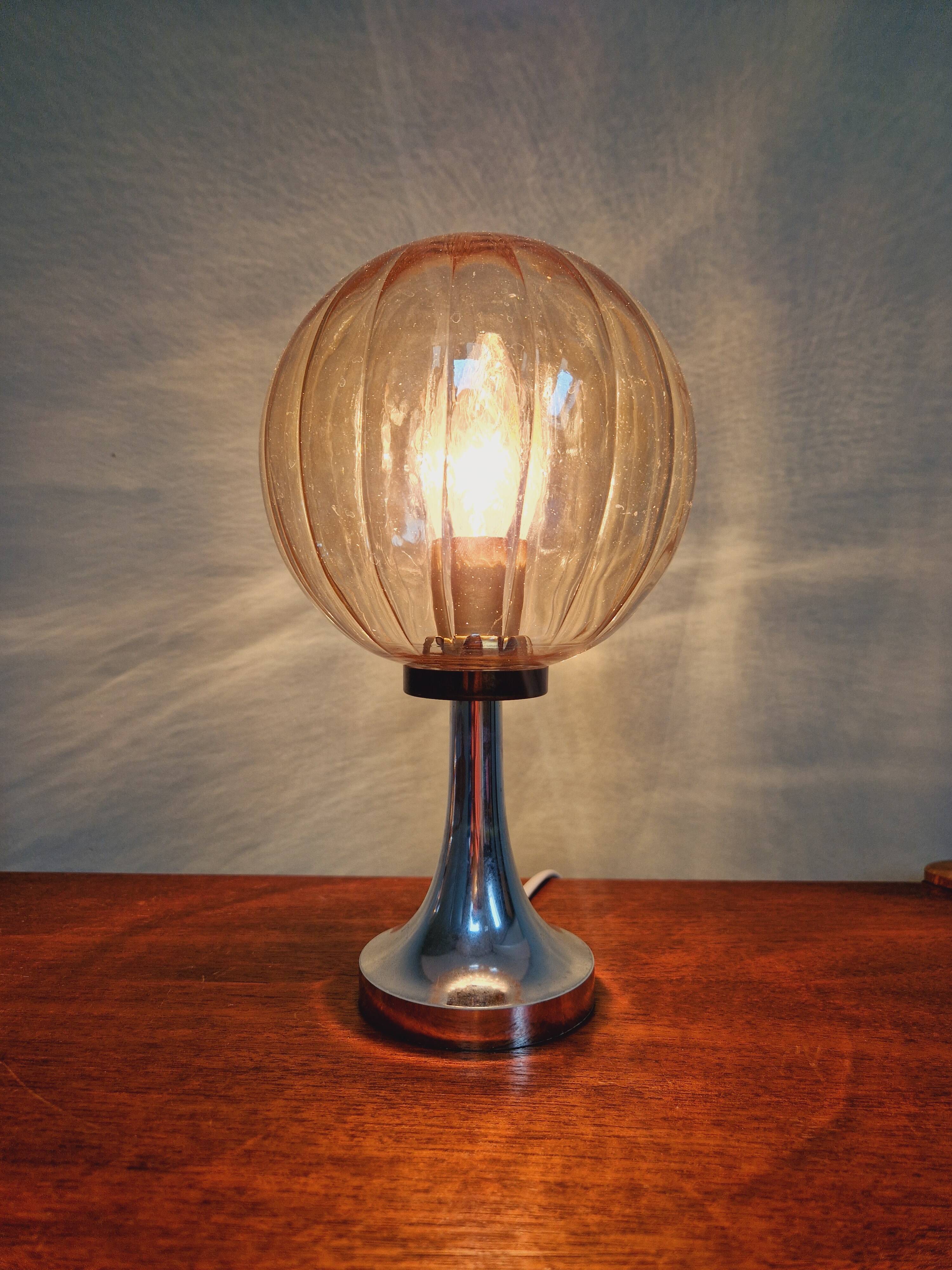 Lampe de table en verre ambré, style Space Age, années 70