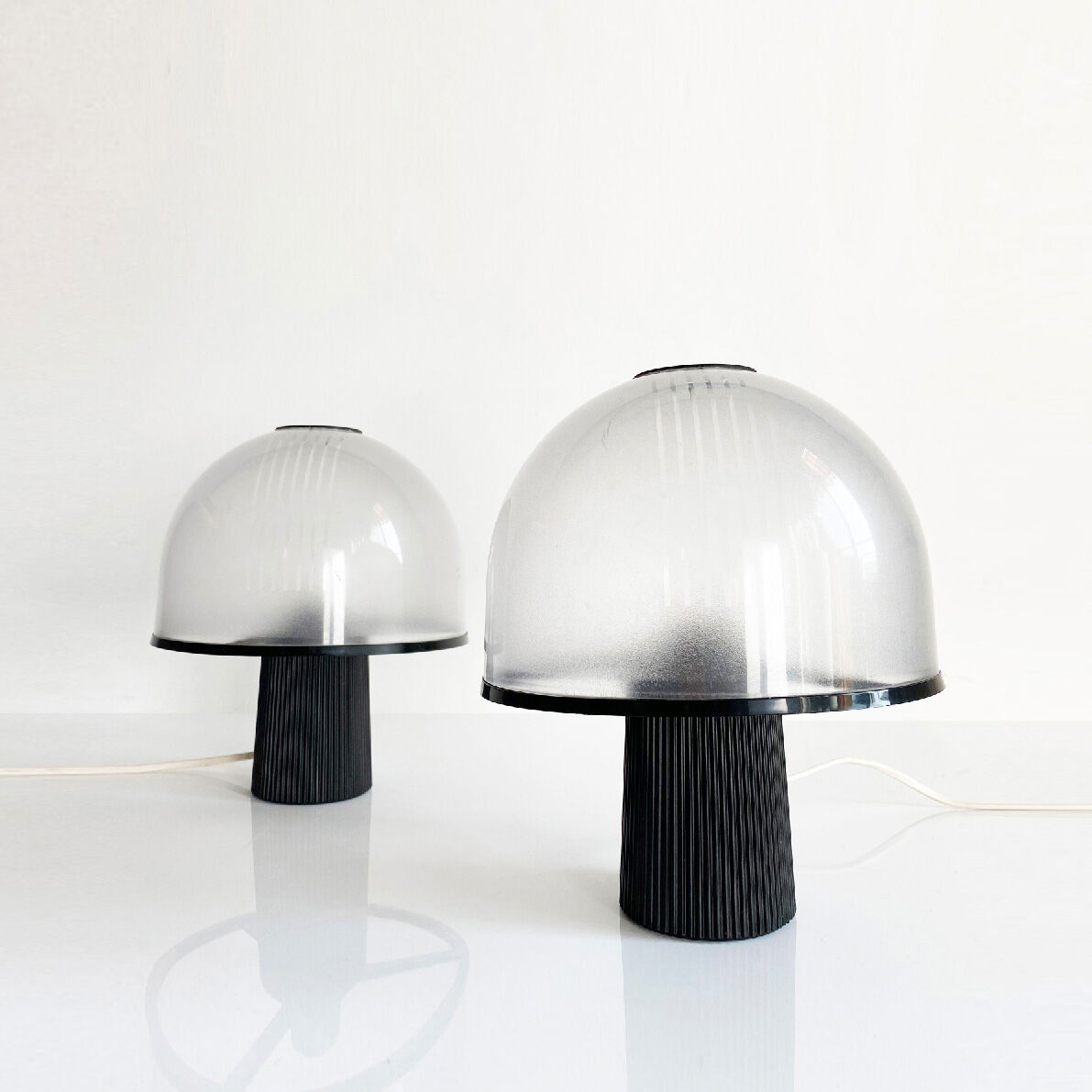Pair of Molin mushroom lamps. Italy, 70s