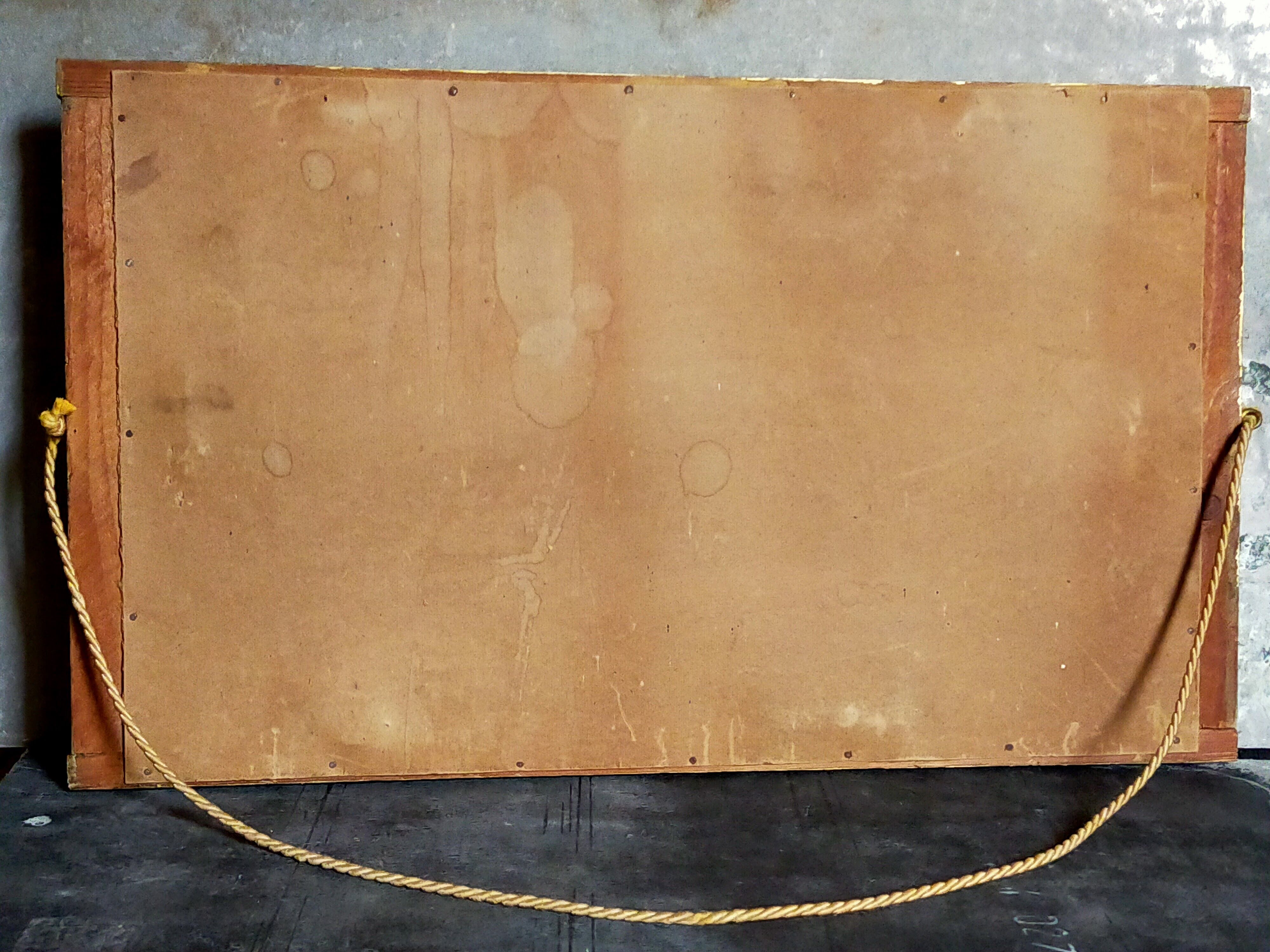 Art-deco gold mirror with vegetal décor  52x31cm