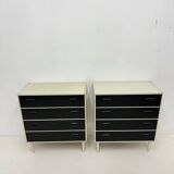 Set of 2 black and white chests of drawers, 1970s