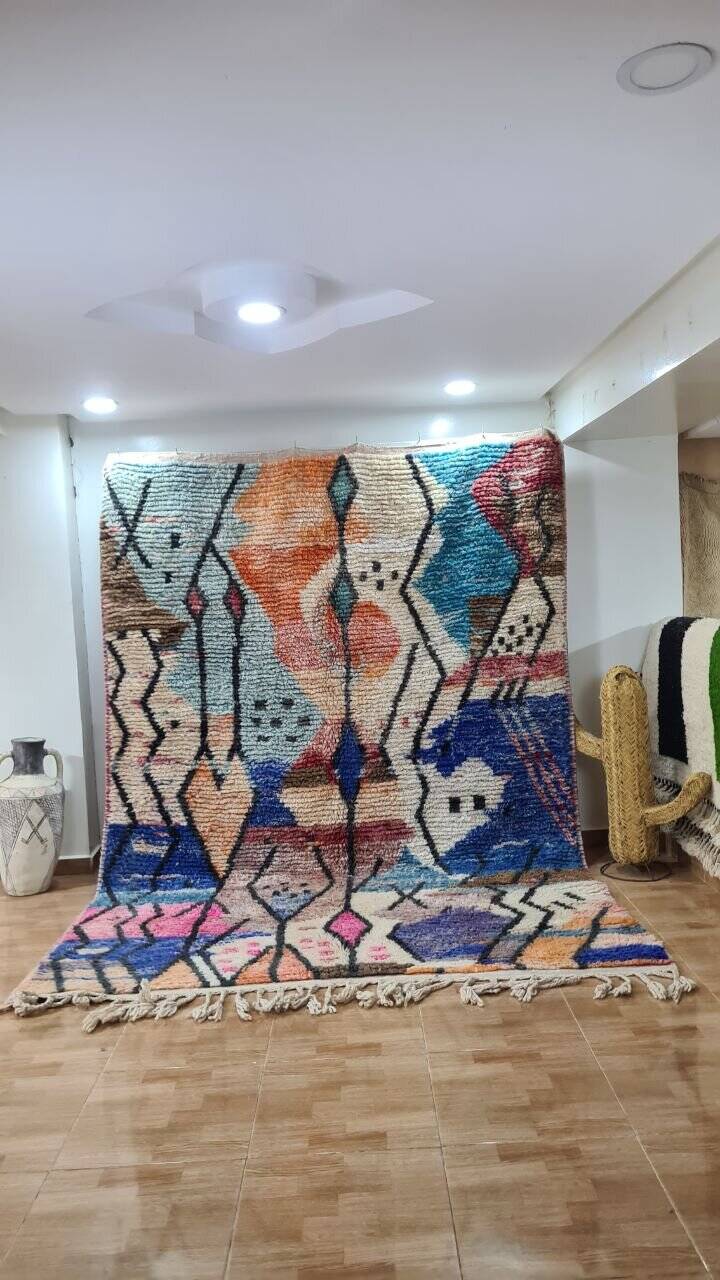 Authentic moroccan boujaad rug vintage handmade wool 300x200 cm