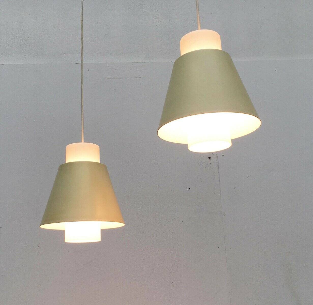 Glass and metal suspensions from the Mid-Century period, set of 2.