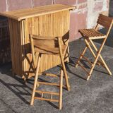 Bamboo counter or bar. (With 2 folding high chairs)