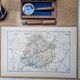 Printed in 1889, map of Sarthe. Authentic Vintage