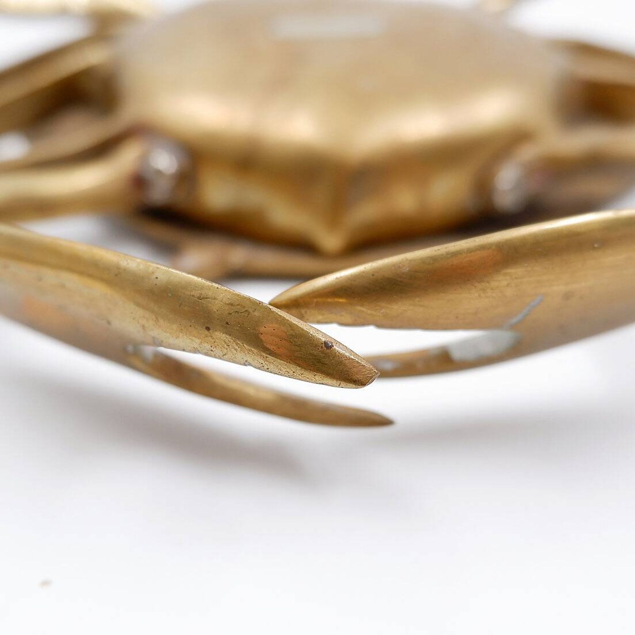 Brass trinket box in the shape of a blue crab, 1960s