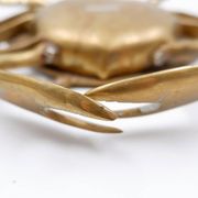 Brass trinket box in the shape of a blue crab, 1960s
