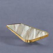Large vintage rectangular wall mirror in gold anodized aluminum - 73 cm