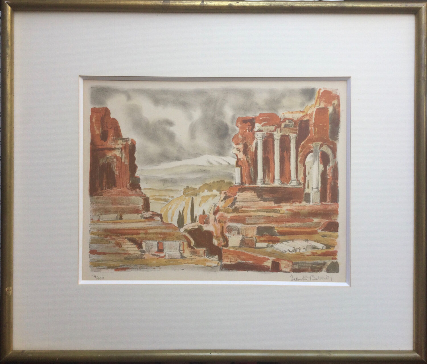 The Acropolis. Lithograph by Jean-Eugène BERSIER (1896-1978).
