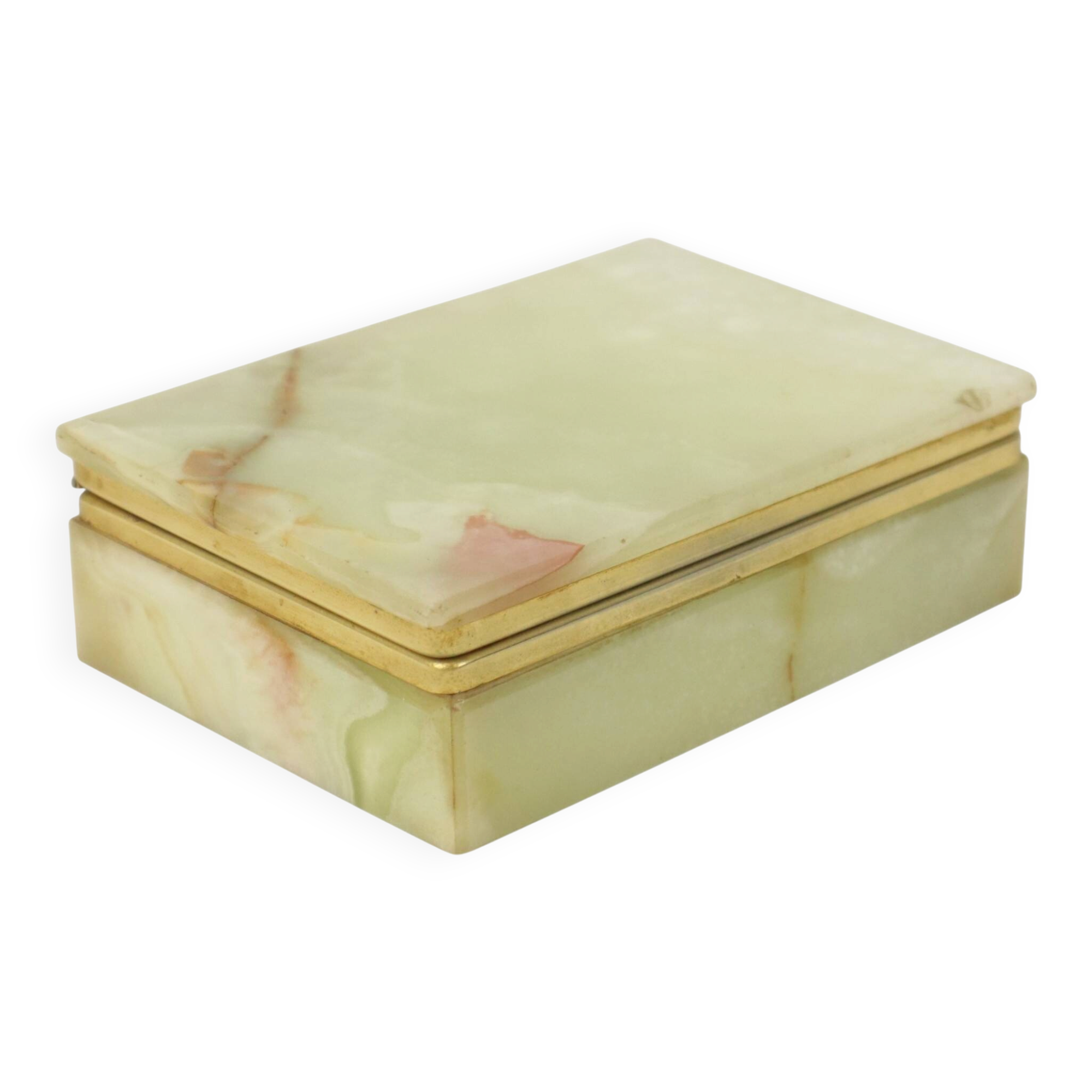 Vintage Italian Smoker's Box Jewelry Box Onyx Natural Stone