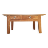 Old low farmhouse table - 2 drawers