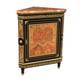 French corner cabinet in Boulle style with marble top