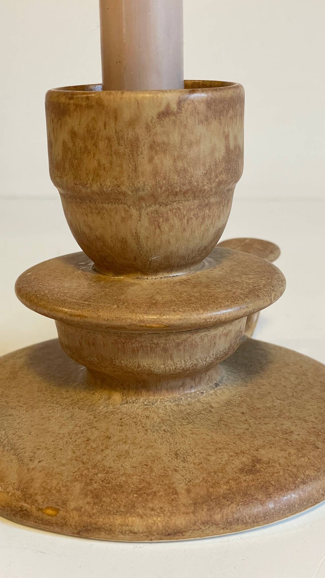 Geometric Hand CANDLE HOLDER Stoneware VINTAGE France